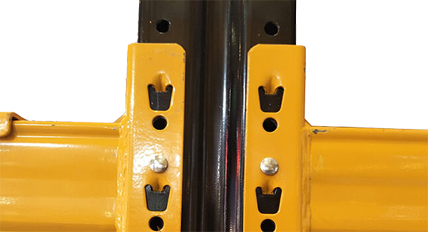 diamond-shaped holes of cold storage warehouse racking